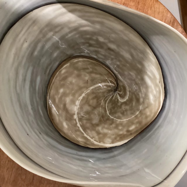 Sand Late 20th Century Modern Style Large Beachstone Pottery Bowl For Sale - Image 8 of 13