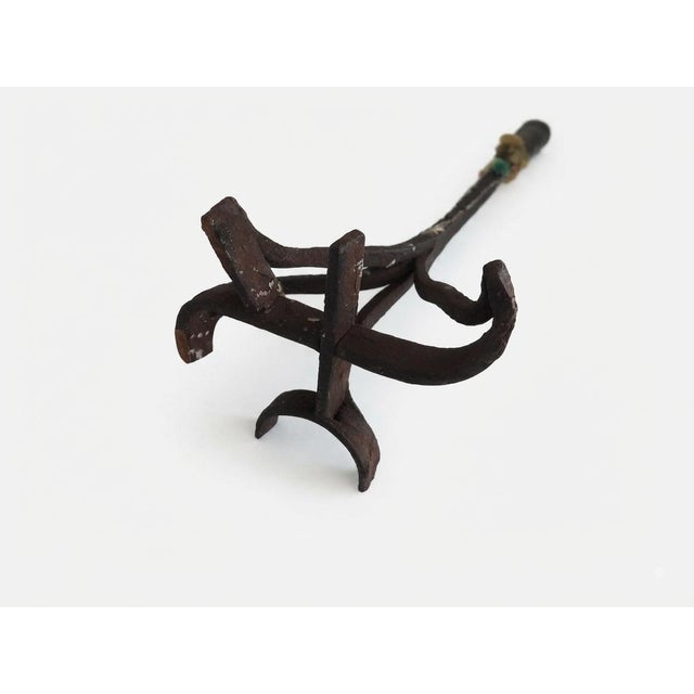 Antique British Hand-Forged Iron Cattle Branding Iron Candle Holder For Sale - Image 4 of 7