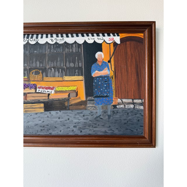 1980s 1980's M.GayLord Folk Art Impressionist Woman at Grocery Store Oil on Canvas - Framed For Sale - Image 5 of 7