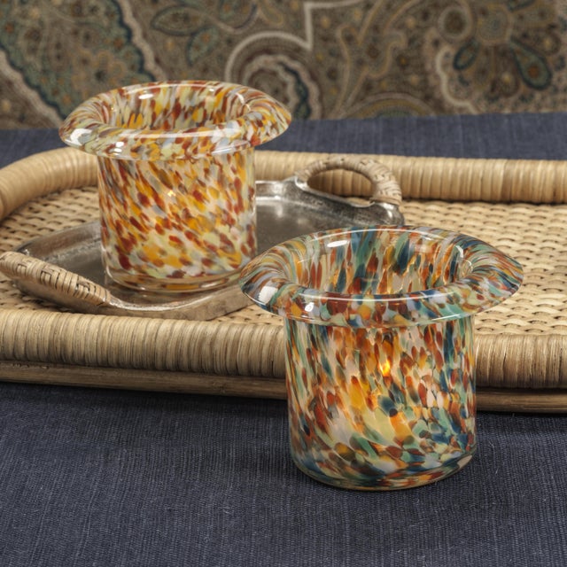 Celia 4-Piece Opal Confetti Glass Candle Holder / Vase, Multicolor For Sale - Image 4 of 5