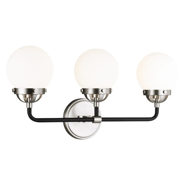 Transitional Ian Fowler By Visual Comfort Studio Cafe 3-Light Bath Vanity Sconce in Brushed Nickel For Sale - Image 3 of 3