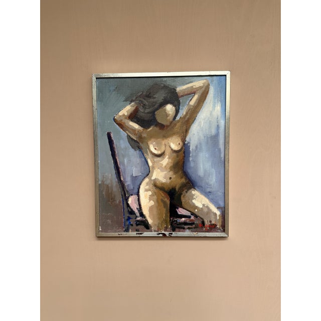 Sven Erik Lund, Model on Chair, Nude, 1950s, Oil on Canvas, Framed For Sale - Image 10 of 18