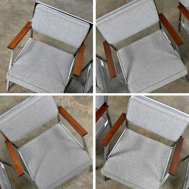 Mid-Century Modern Industrial Style Chrome & Gray Armchairs by Steelcase Set of 4 For Sale - Image 11 of 13