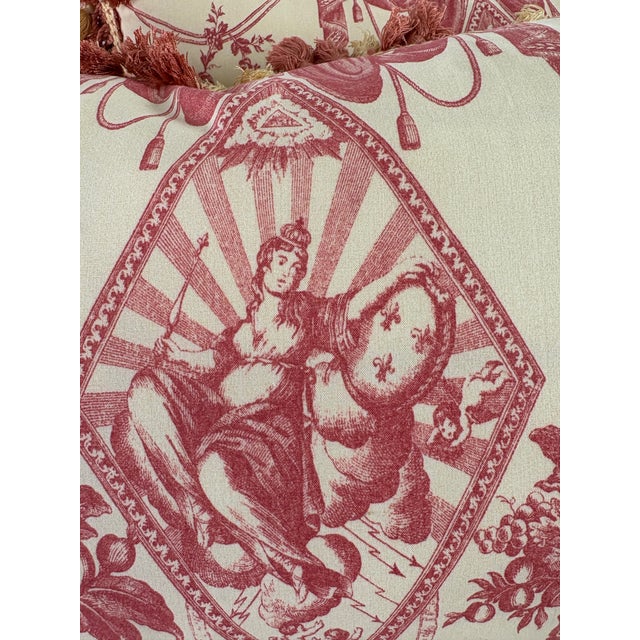 Vintage French Empire Tasseled Cotton Toile Pillows/a Pair For Sale In Philadelphia - Image 6 of 10