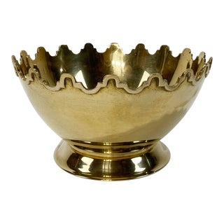 Vintage Monteith Style Mottahedeh Scalloped Brass Bowl For Sale
