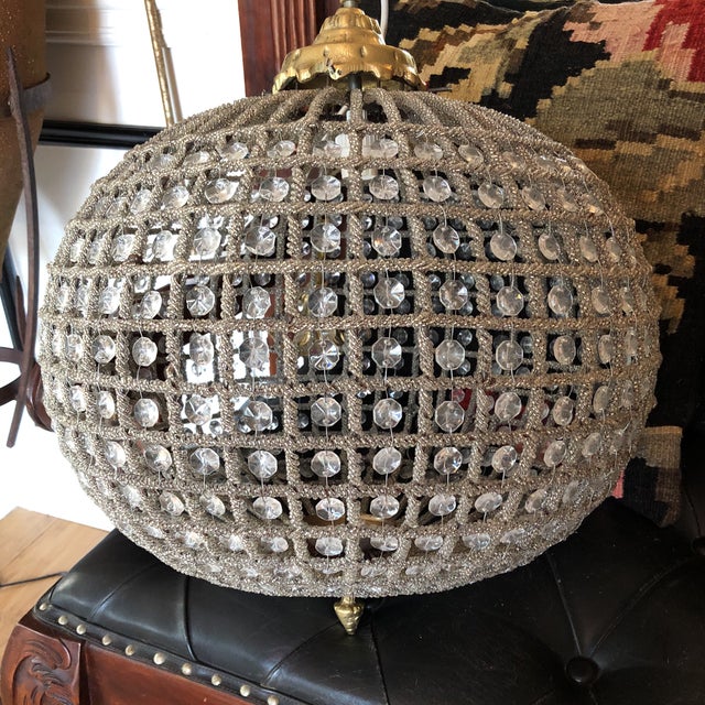 Large Sphere Crystal Chandeliers a Pair Chairish