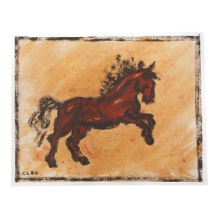 Abstract Horse MInimalist Impressionist Raw Umber Burnt Sienna Sepia Original Painting Cleo PLowden For Sale
