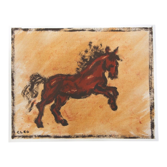Abstract Horse MInimalist Impressionist Raw Umber Burnt Sienna Sepia Original Painting Cleo PLowden For Sale