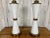 Mid-Century Modern Milk Glass and Brass Hourglass Shaped Table Lamps For Sale - Image 3 of 12