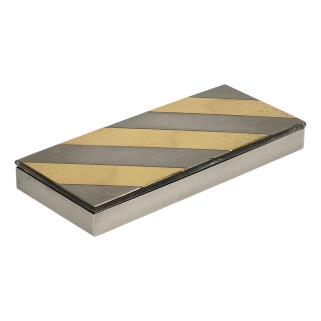 Mid-Century Modern Decorative Box in Steel and Brass and Acrylic by Noel BC, Italy, 1970s For Sale