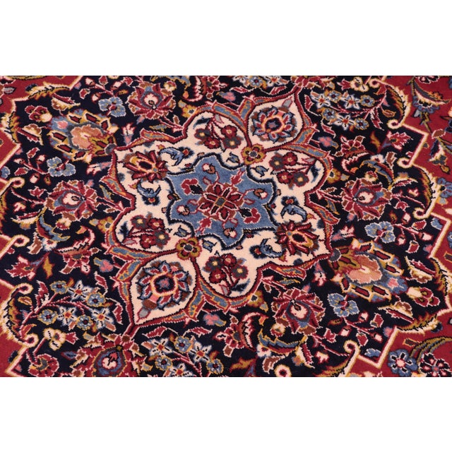 1980s Shabby Chic Persian Red/Blue Wool Rug - 8'0'' X 11'11'' For Sale - Image 5 of 10