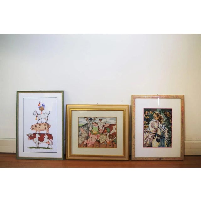Paintings crocheted representation or the 90 animals the measurements or each panel are: h52,5 x 37,5x d1,5 h50 x w42 x d2...