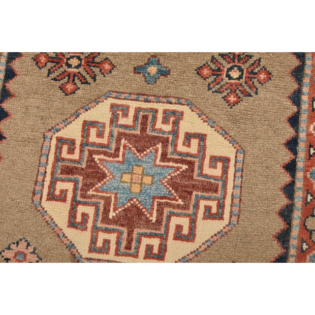 Kazak Runner 2’8” X 9’5” Brown Wool Tribal Hand-Knotted Oriental Rug For Sale - Image 4 of 13