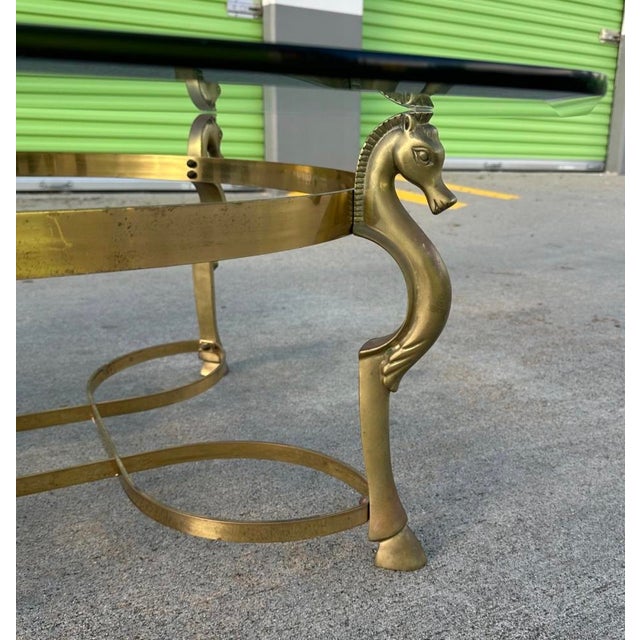 Maison Jansen Attributed Vintage Brass Horse Head Octagonal Coffee Table, Made in Italy For Sale - Image 9 of 18