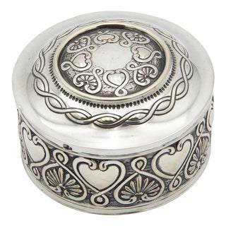 Vintage Cylindrical Silver Box For Sale