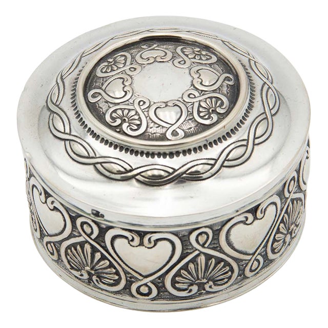 Vintage Cylindrical Silver Box For Sale