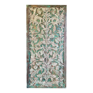 1920s Tree of Life Carved Sliding Barn Door, Kalpavriksha For Sale