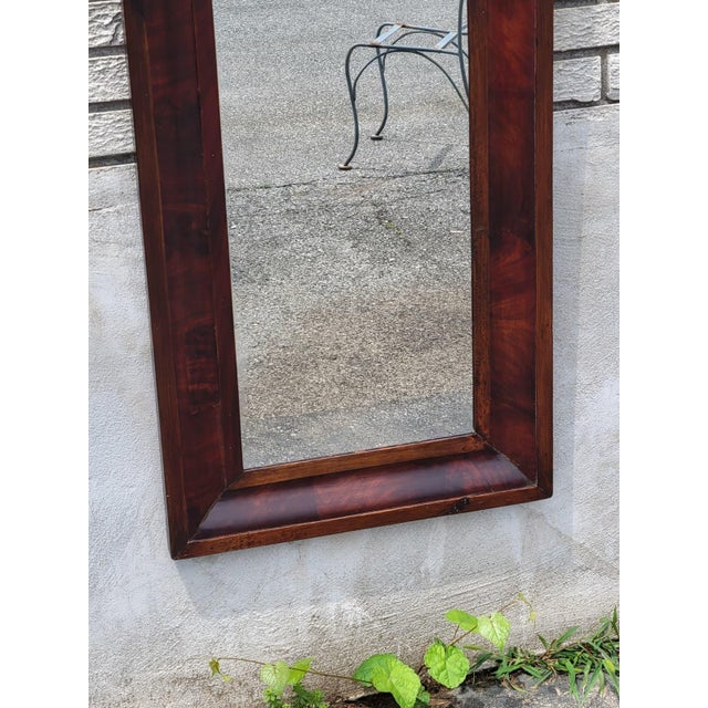 Antique American Empire Flame Mahogany Ogee Wall Mirror 20x30 Wood Backing 1850s For Sale - Image 12 of 18