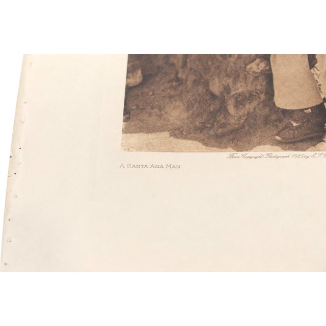 Edward S. Curtis Edward S. Curtis "A Santa Ana Man" Original Vintage Photogravure on Japon Vellum, 1925, Cardozo Collection For Sale - Image 4 of 5