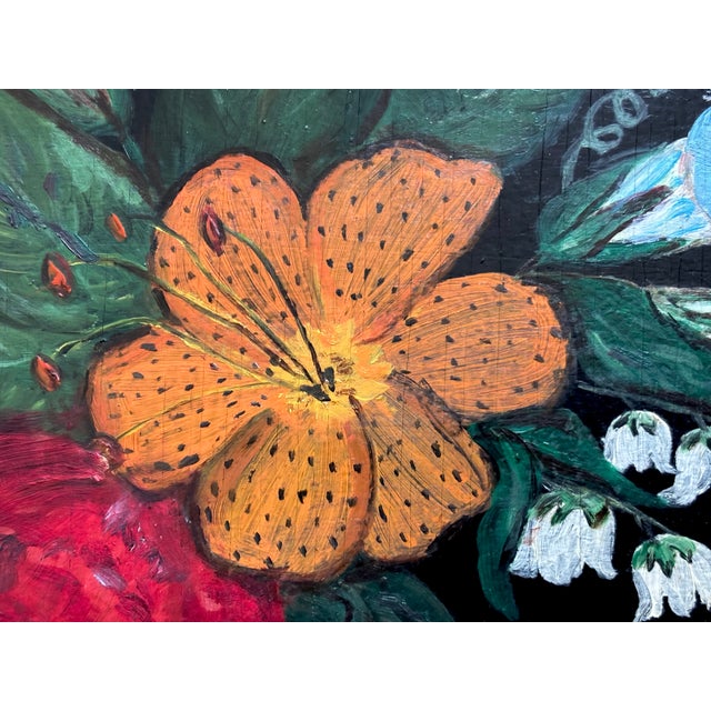 Mid 20th Century Folk Art Hand Painted Floral Tray For Sale - Image 4 of 8