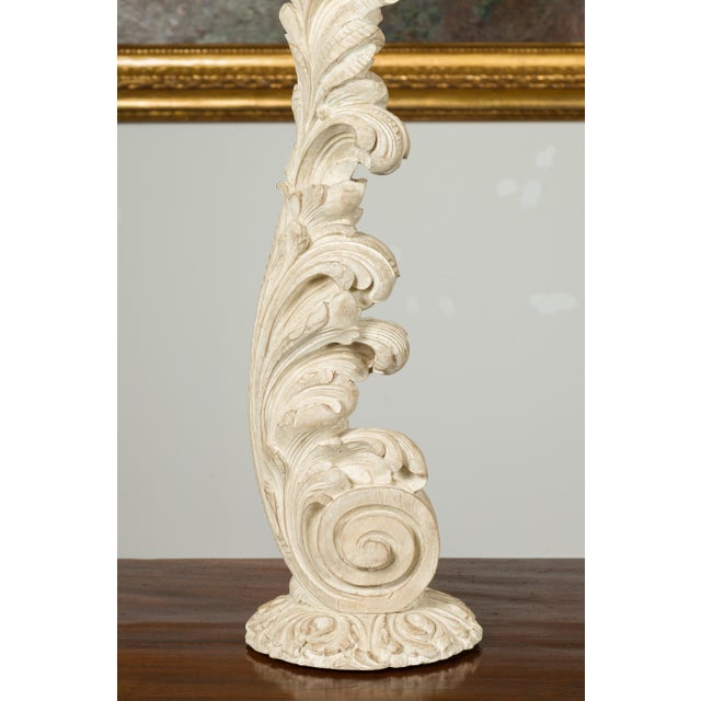 Pair of Foliage Carved and Painted Wooden Fragments Circa 1940, Attributed to Maison Jansen For Sale - Image 10 of 12