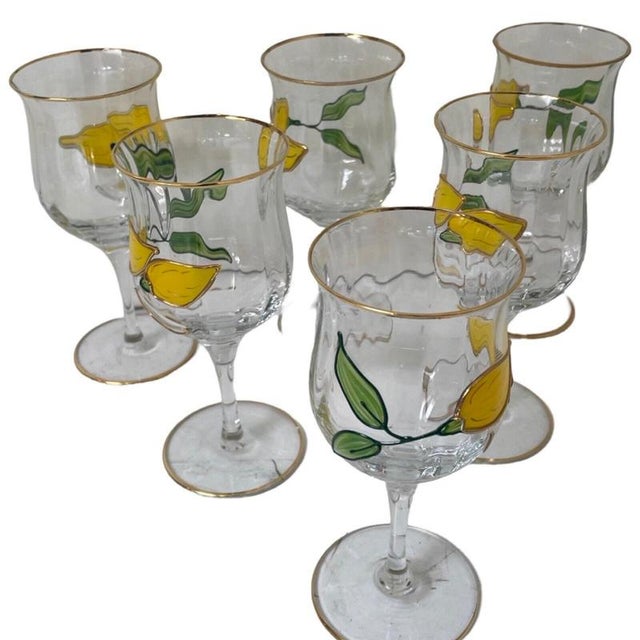 Hand-Painted Tiffany Series Wine Glasses by Paul Nagel, Germany, Set of 6 For Sale - Image 4 of 9