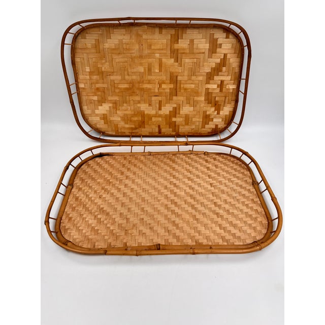 1970s Woven Bamboo and Rattan Gallery Trays - Set of 12 For Sale - Image 13 of 13