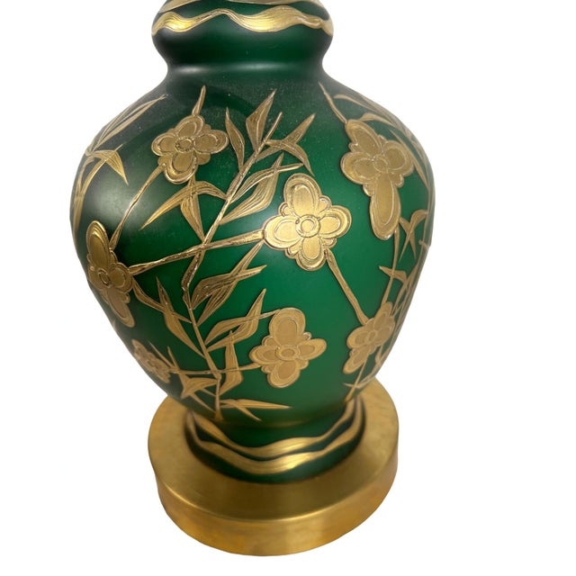 Late 19th Century Green Frosted Glass Lamps - a Pair For Sale In Dallas - Image 6 of 7