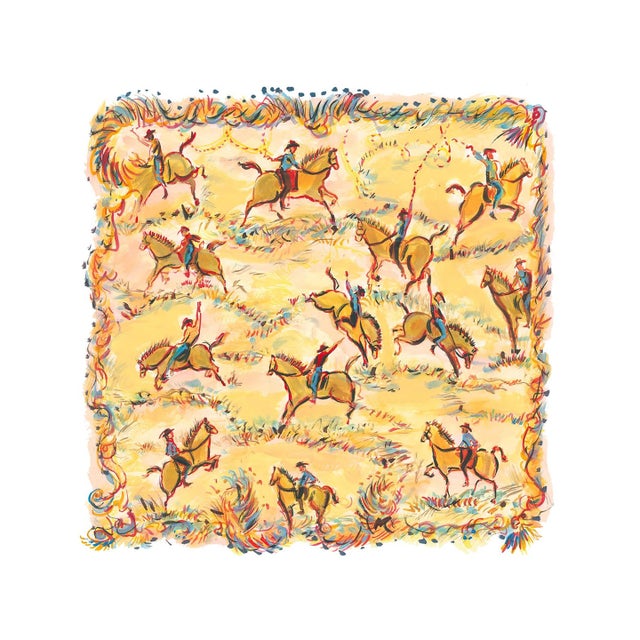 Rodeo Square Original Watercolor by Pauline De Roussy De Sales For Sale