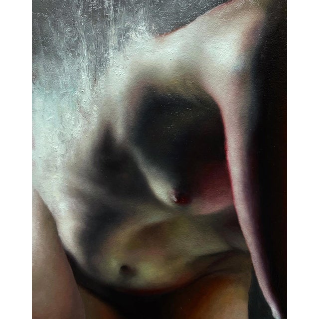 Early 21st Century Dancing with Duality by Christopher Remmers | Oil on linen Two figures interacting with light orbs. For Sale - Image 5 of 5