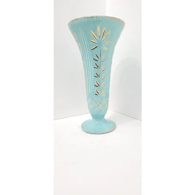 Vintage 1960s Turquoise Pottery Vase, California Original 732 Usa For Sale - Image 6 of 6
