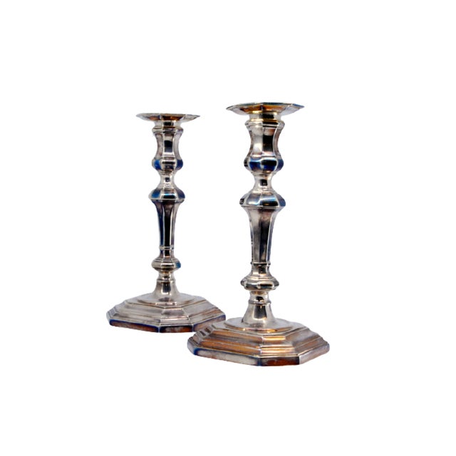Modernist Silver Candlesticks with Octagonal Bases For Sale - Image 10 of 10