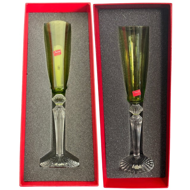 Contemporary Set of 2 Baccarat Mille Nuits Flutissimo Champagne Crystal Flutes – Brand New in Box For Sale - Image 3 of 10