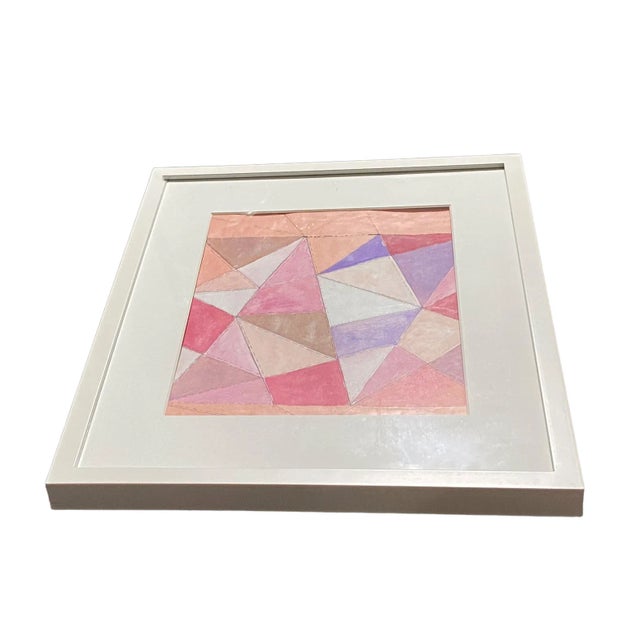 Plastic Acrylic on Paper Framed Abstract Titled Bojagi Stitches 21" H For Sale - Image 7 of 8