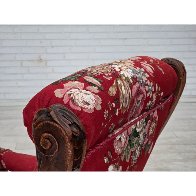 Vintage Danish Lounge Chair in Furniture Cotton Fabric, 1930s For Sale - Image 16 of 18