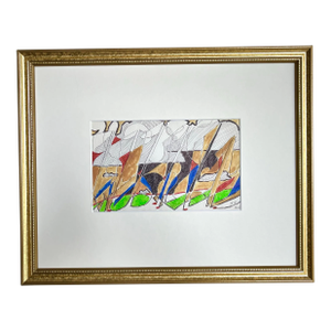Vintage Modernist Abstract Landscape Drawing by Jewel Vintage Modernist Abstract Drawing by Jewel Haley