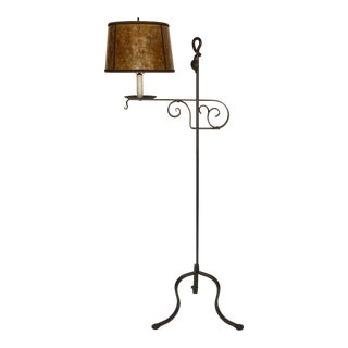 Dessin Fournir Adjustable Wrought Iron Floor Lamp With Mica Shade For Sale