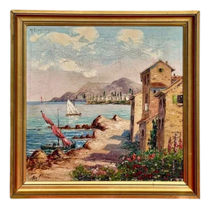 René Bondenet, Mediterranean Port, 1947, Oil Painting