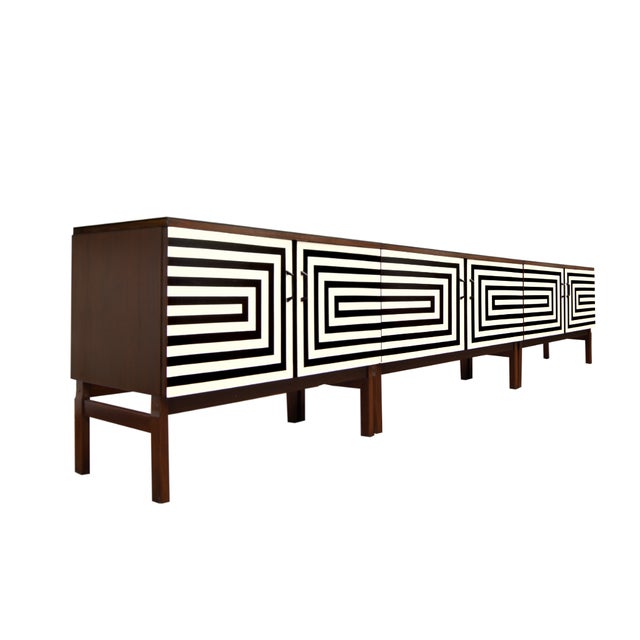 Modular Sideboard with Op Art Motif, 1970s, Set of 3 For Sale - Image 6 of 10