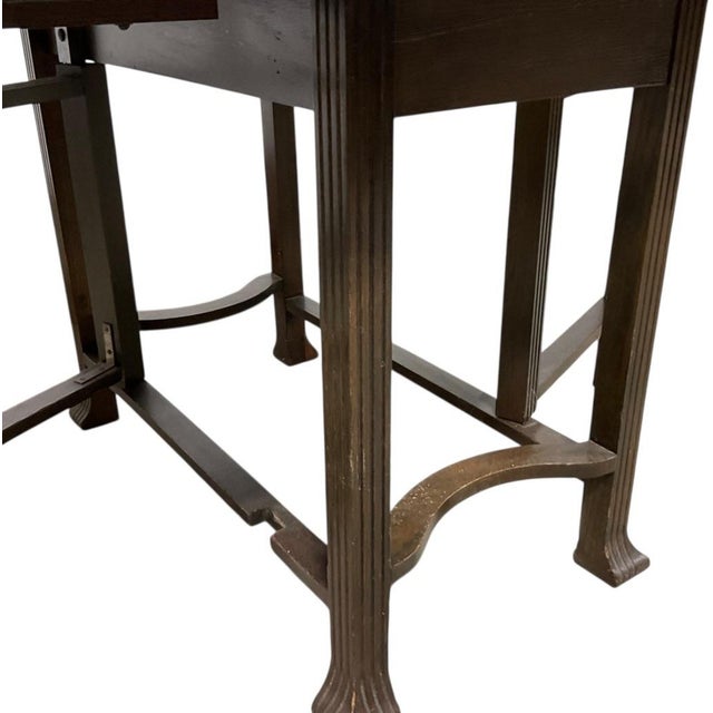 Burnt Umber Vintage Jacobean Revival Oak Gateleg Drop-Leaf Dining Table With Scalloped Edge For Sale - Image 8 of 9