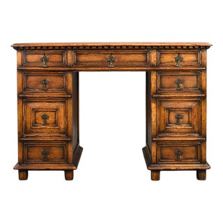 Brown Oak Desk, 1920s For Sale