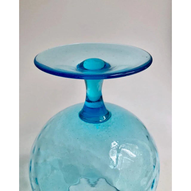 1960s Empoli Optic Aqua Art Glass Snifter Vase Chairish