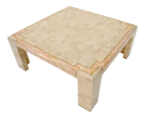 Tessellated Stone Brass Inlay Square Coffee Table