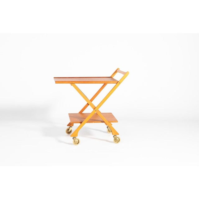 Mid-Century Italian Foldable Teak Serving Trolley For Sale - Image 5 of 8