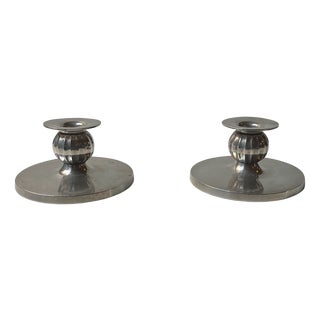 Art Deco Pewter Candlesticks by Just Andersen, 1930s, Set of 2 For Sale