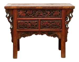 19th Century Chinese Red Lacquer Console Table