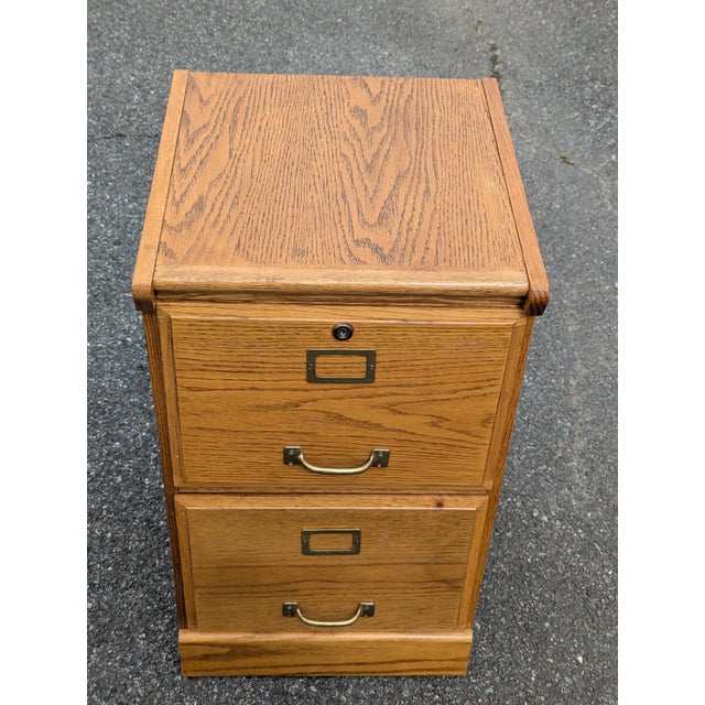 Mid 20th Century Vintage Two Drawer Locking Filing Cabinet With Key For Sale - Image 9 of 9