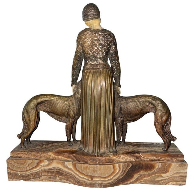 Metal Early 20th Century Art Deco Sculpture "Amies Toujours (Friends Forever)" by Demetre Chiparus For Sale - Image 7 of 7