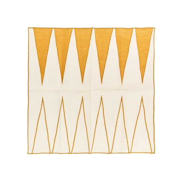 Contemporary Misette Backgammon Linen Napkins, Set of 4, Camel For Sale - Image 3 of 3