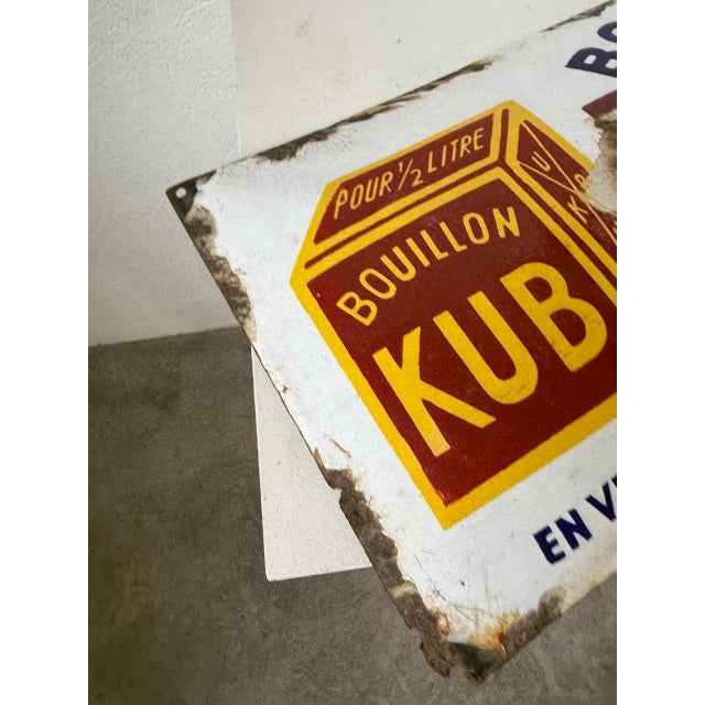 Metal Curved Enamel Plaque from Kubor, 1930s For Sale - Image 7 of 18